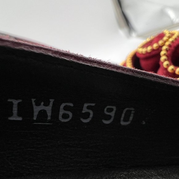 Stuart Weitzman Red Velvet Floral Block Heel Pumps Size 6 1/2 Career Workwear - Picture 12 of 12